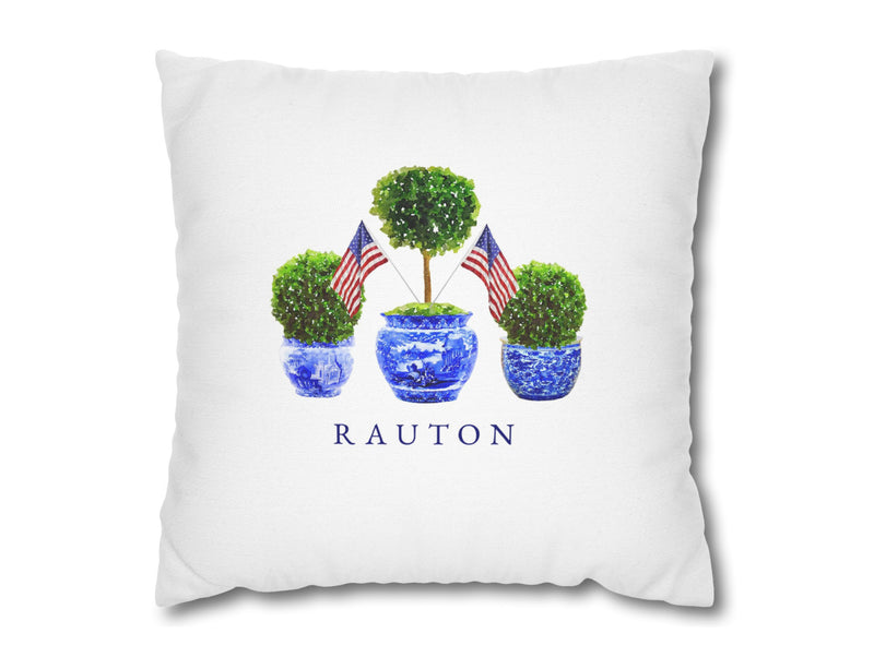 Patriotic Boxwood Topiary Pillow
