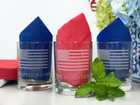 American Flag Double Old Fashion Engraved Glasses