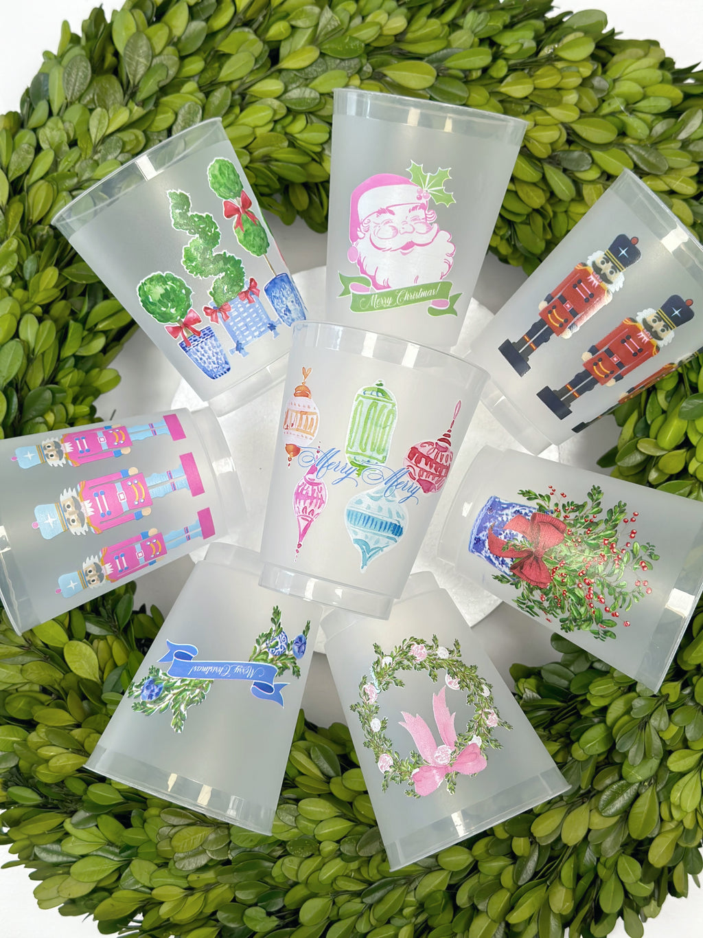 Joyful Swag Frosted Cups, Set of 10
