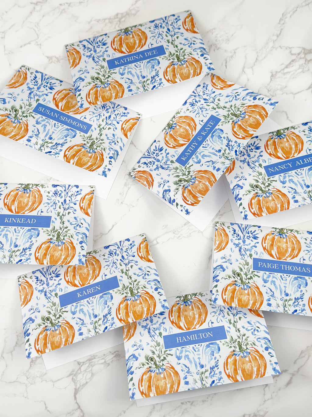Damask Pumpkin Fold-Over Stationery