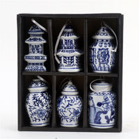 Chinoiserie Porcelain Ornaments, set of 6