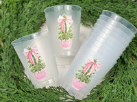 Carnation Christmas Frosted Cups, Set of 10
