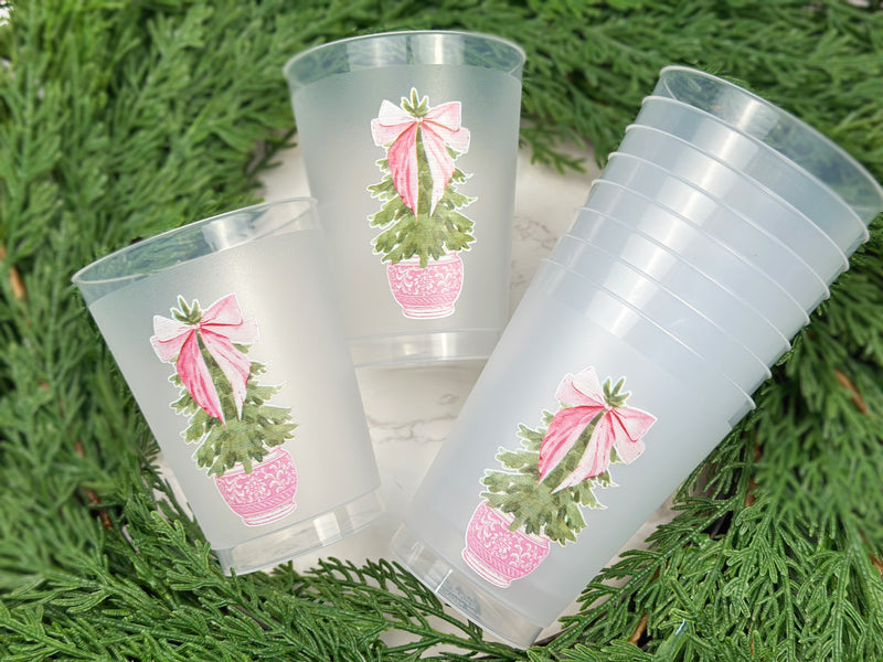 Carnation Christmas Frosted Cups, Set of 10