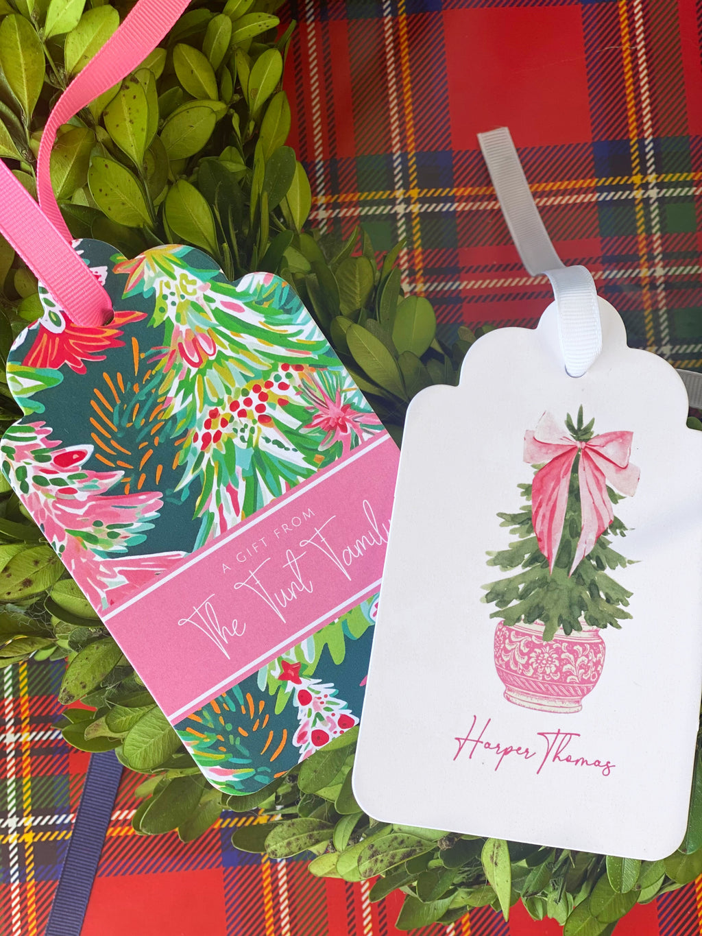 Carnation Christmas Tree Gift Tags, Set of 20