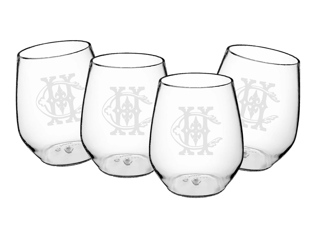 Acrylic Stemless Wine Cups Engraved, Set of 4