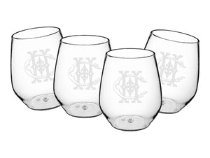 Acrylic Stemless Wine Cups Engraved, Set of 4