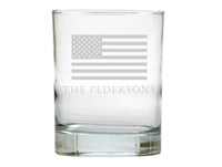 American Flag Double Old Fashion Engraved Glasses