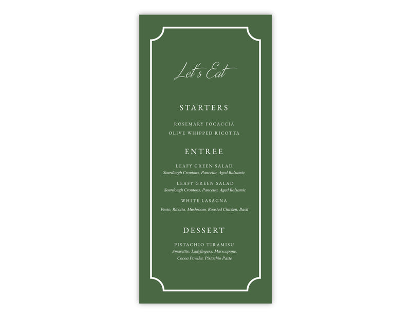 Artichoke Block Menu Cards