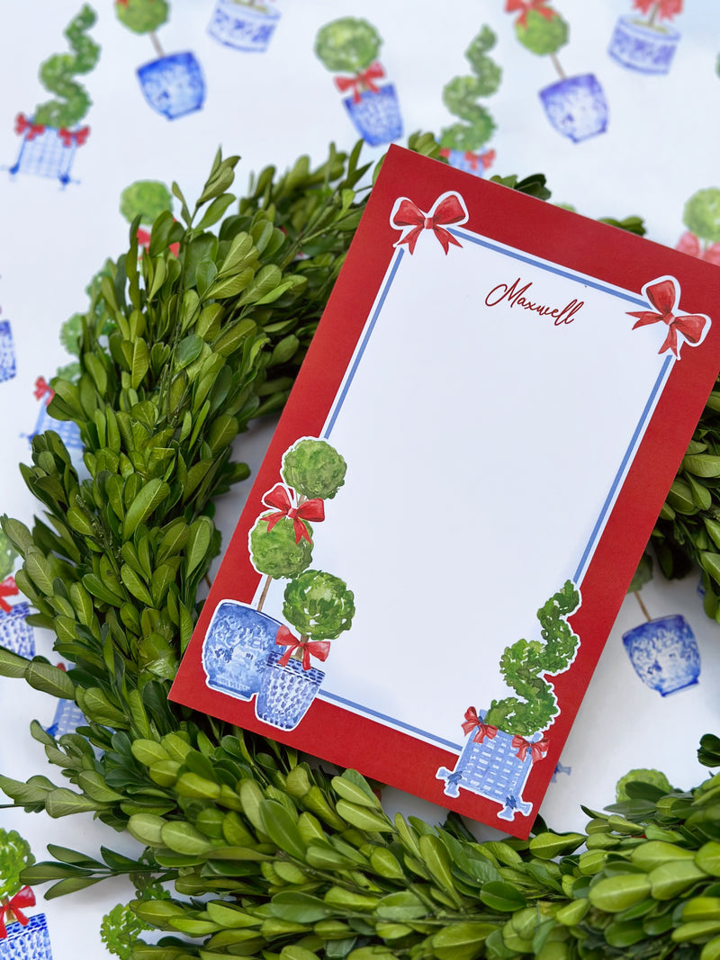 Red Topiary Notepad