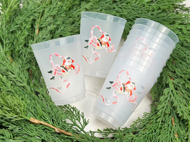Sippin' Santa Frosted Cups, Set of 10