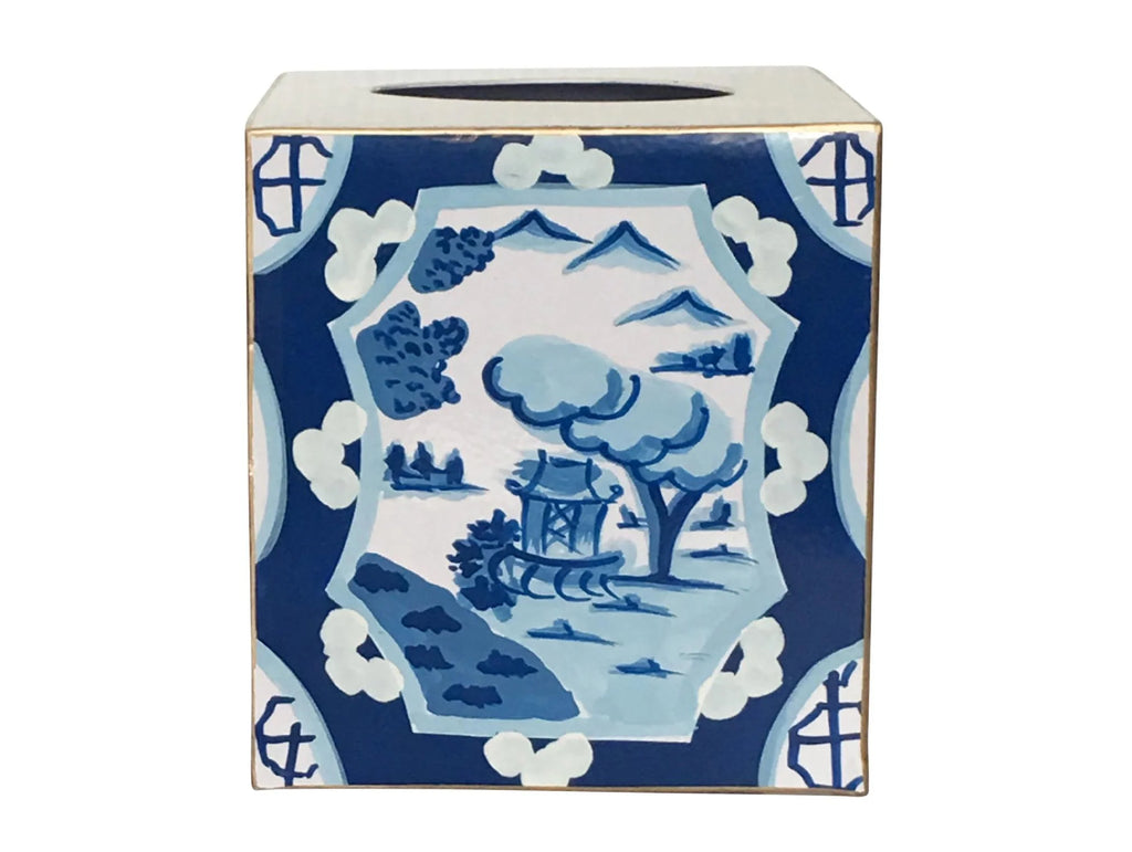 Blue & White Chinoiserie Tissue Box