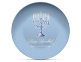 Blue Menorah Shatterproof Plate