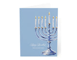 Blue Menorah Fold-Over Stationery