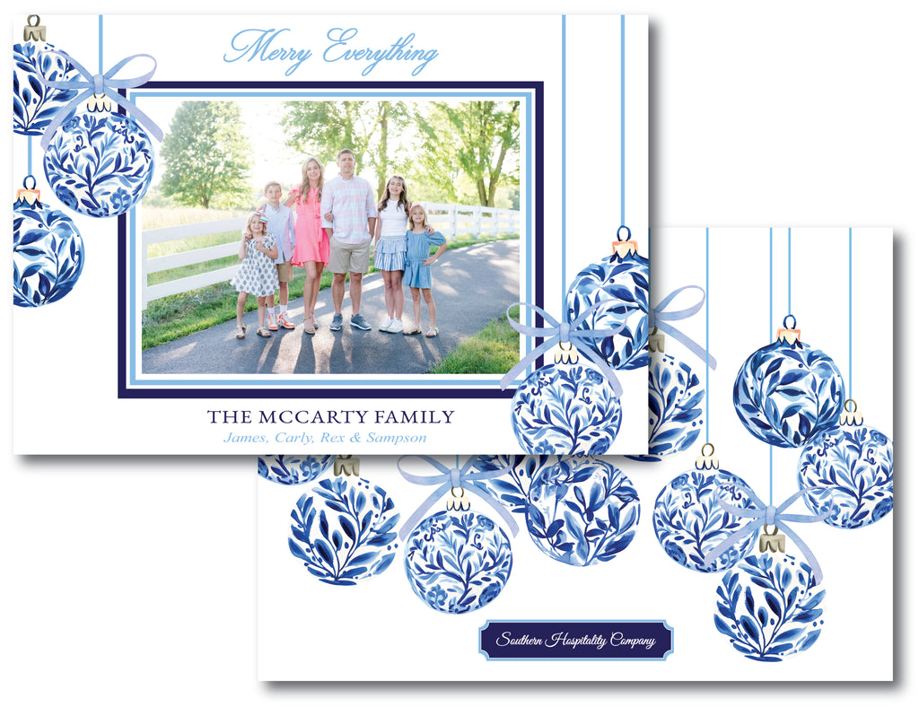 Blue Chinoiserie Baubles Holiday Card