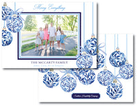 Blue Chinoiserie Baubles Holiday Card