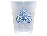 Blue Chinoiserie Baubles Personalized Frosted Cup