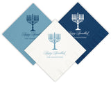 Blue Menorah Cocktail Napkins