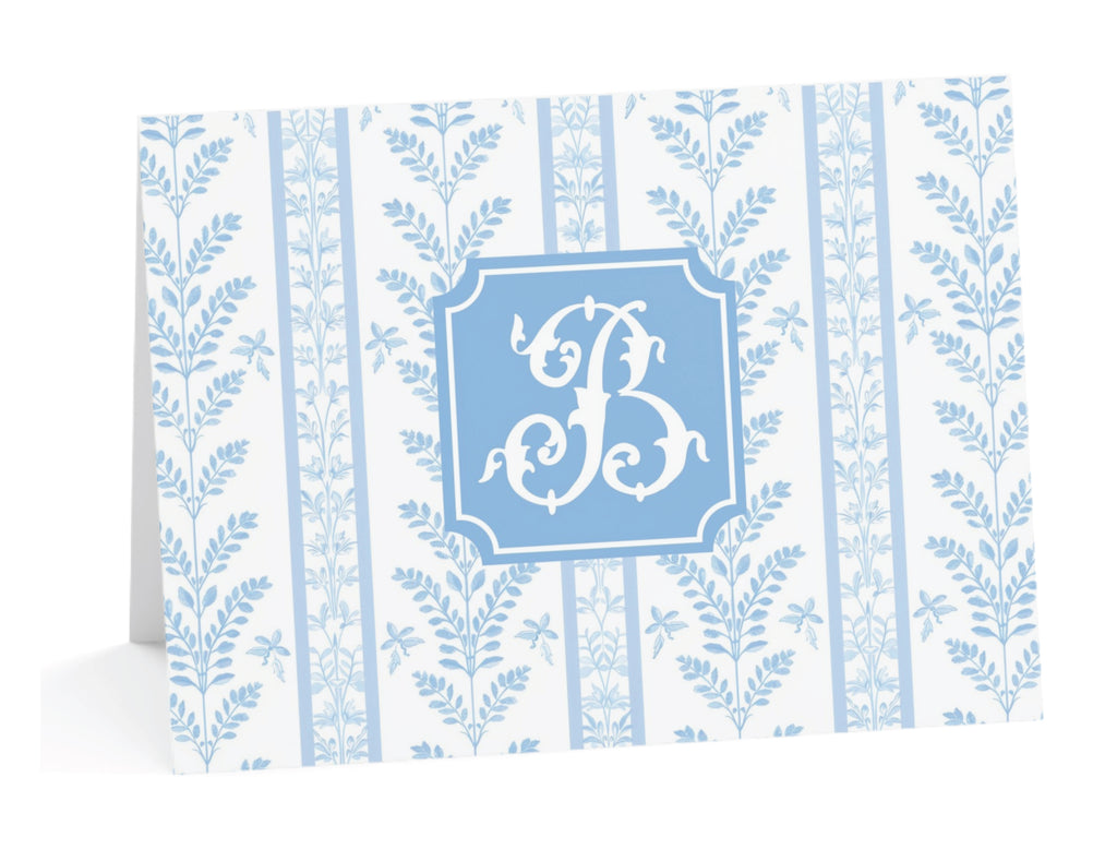 Blue Sea Fern Fold-Over Stationery
