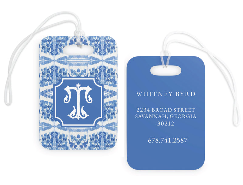 Blue Chinoiserie Watercolor Luggage Tag