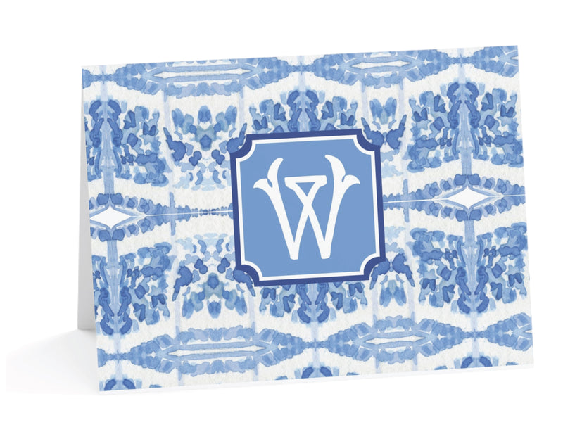 Blue Chinoiserie Watercolor Fold-Over Stationery