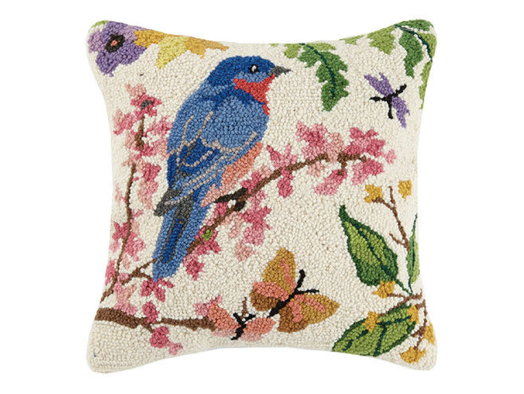Bluebird Hooked Pillow