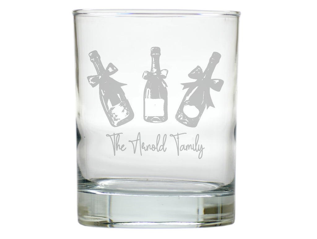 Bottle Service Double Old Fashion Engraved Glasses
