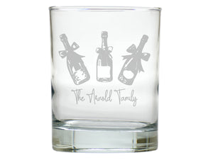 Bottle Service Double Old Fashion Engraved Glasses