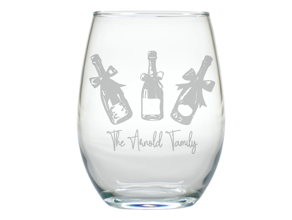 Bottle Service Stemless Engraved Wine Glasses