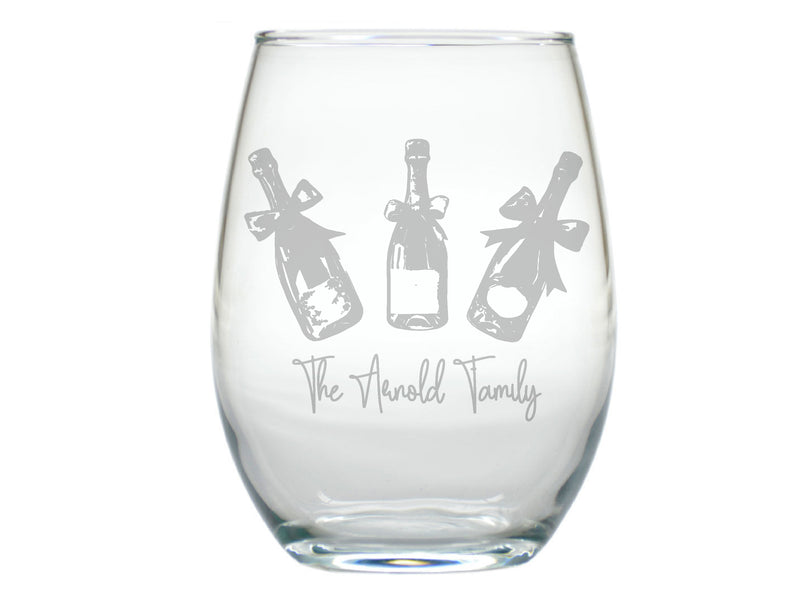 Bottle Service Stemless Engraved Wine Glasses