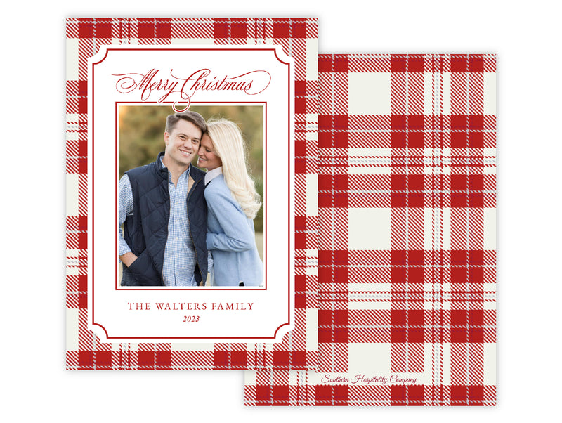 Cardinal Plaid Holiday Card