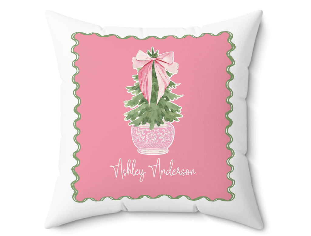 Carnation Christmas Tree Personalized Pillow