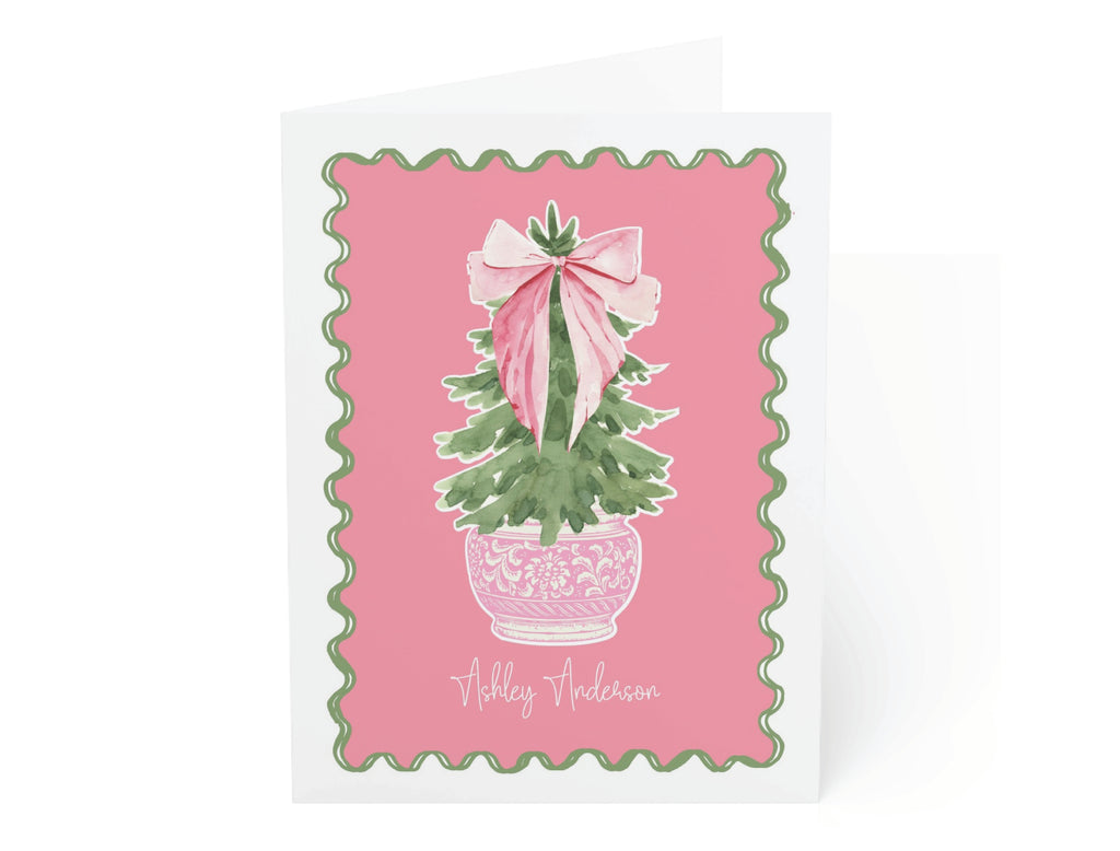 Carnation Christmas Tree Fold-Over Stationery