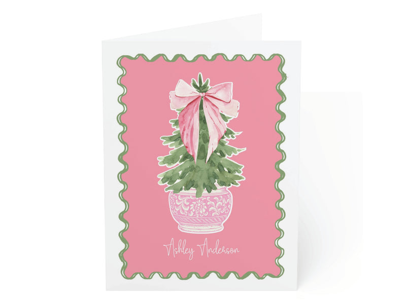Carnation Christmas Tree Fold-Over Stationery