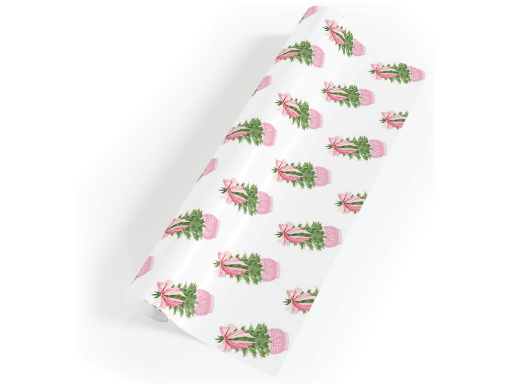 Carnation Christmas Tree Gift Wrap Roll