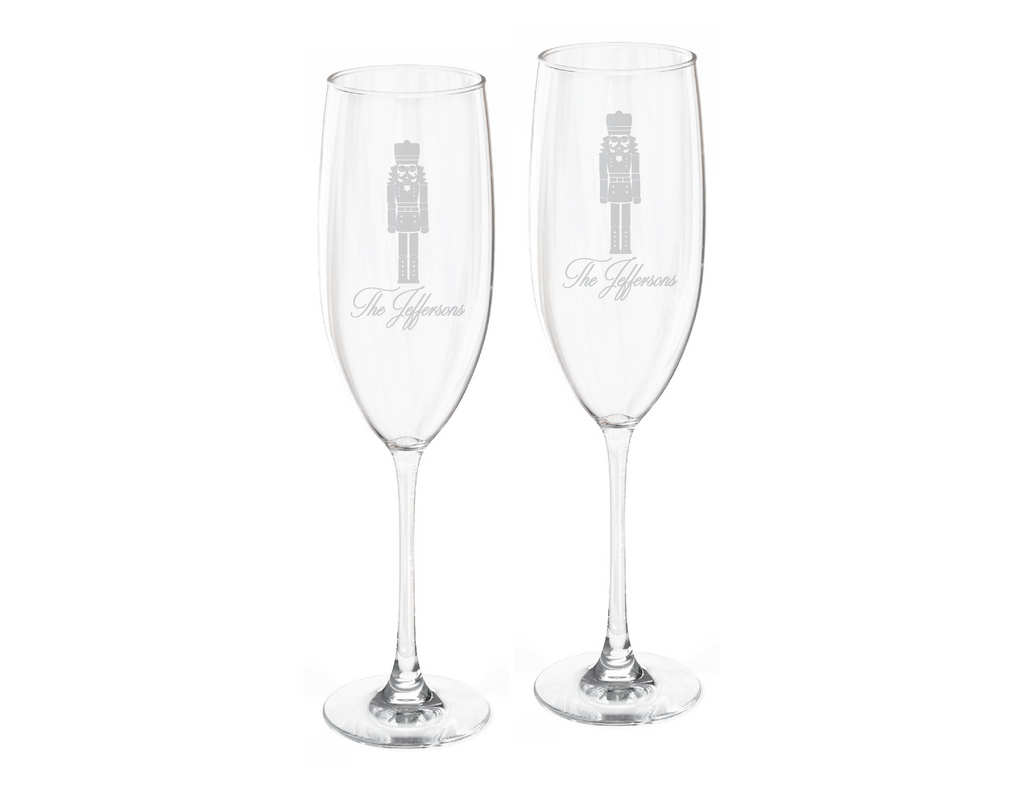 Nutcracker Champagne Flute Engraved Glasses