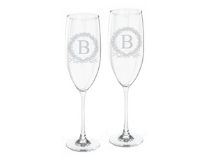 Beaufort Crest Champagne Flute Engraved Glasses