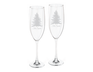 Evergreen Champagne Flute Engraved Glasses