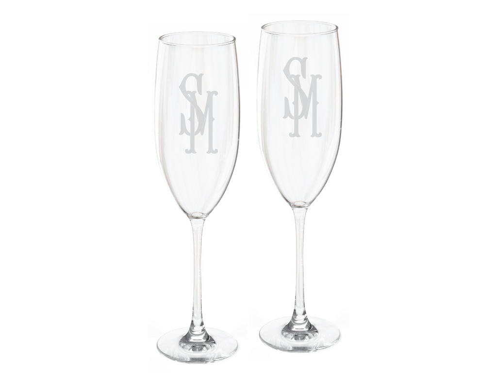 Fishtail Classic Champagne Flute Engraved Glasses