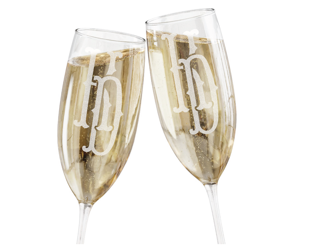 Fishtail Classic Champagne Flute Engraved Glasses