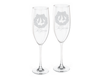 Magnolia Wreath Champagne Flute Engraved Glasses