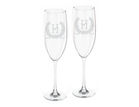 Savannah Wreath Champagne Flute Engraved Glasses