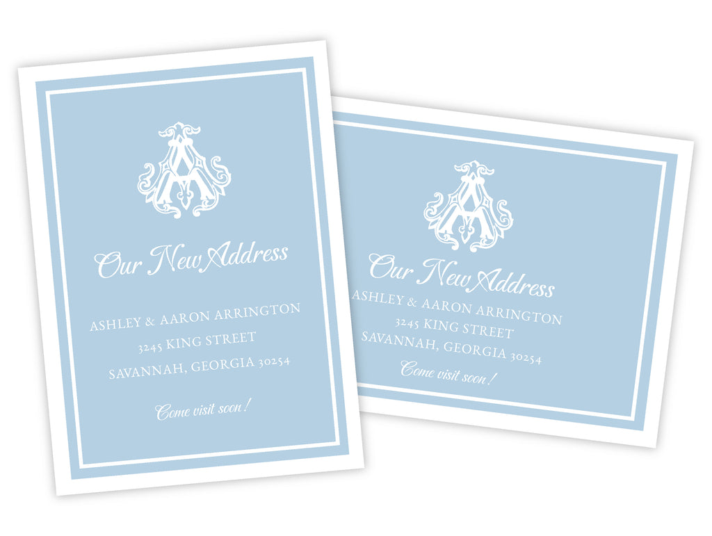 Change of Address Monogrammed Cards, set of 24