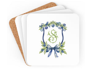 Chinoiserie Berry Crest Cork Coasters