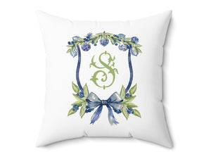Chinoiserie Berry Crest Personalized Pillow