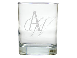 Classic Quill Double Old Fashion Engraved Glasses