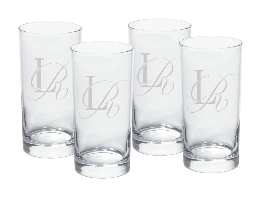 Classic Quill Engraved High Ball Cooler Glasses