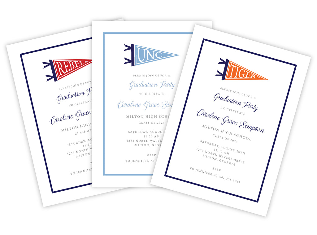 Collegiate Pennant Graduation Invitation