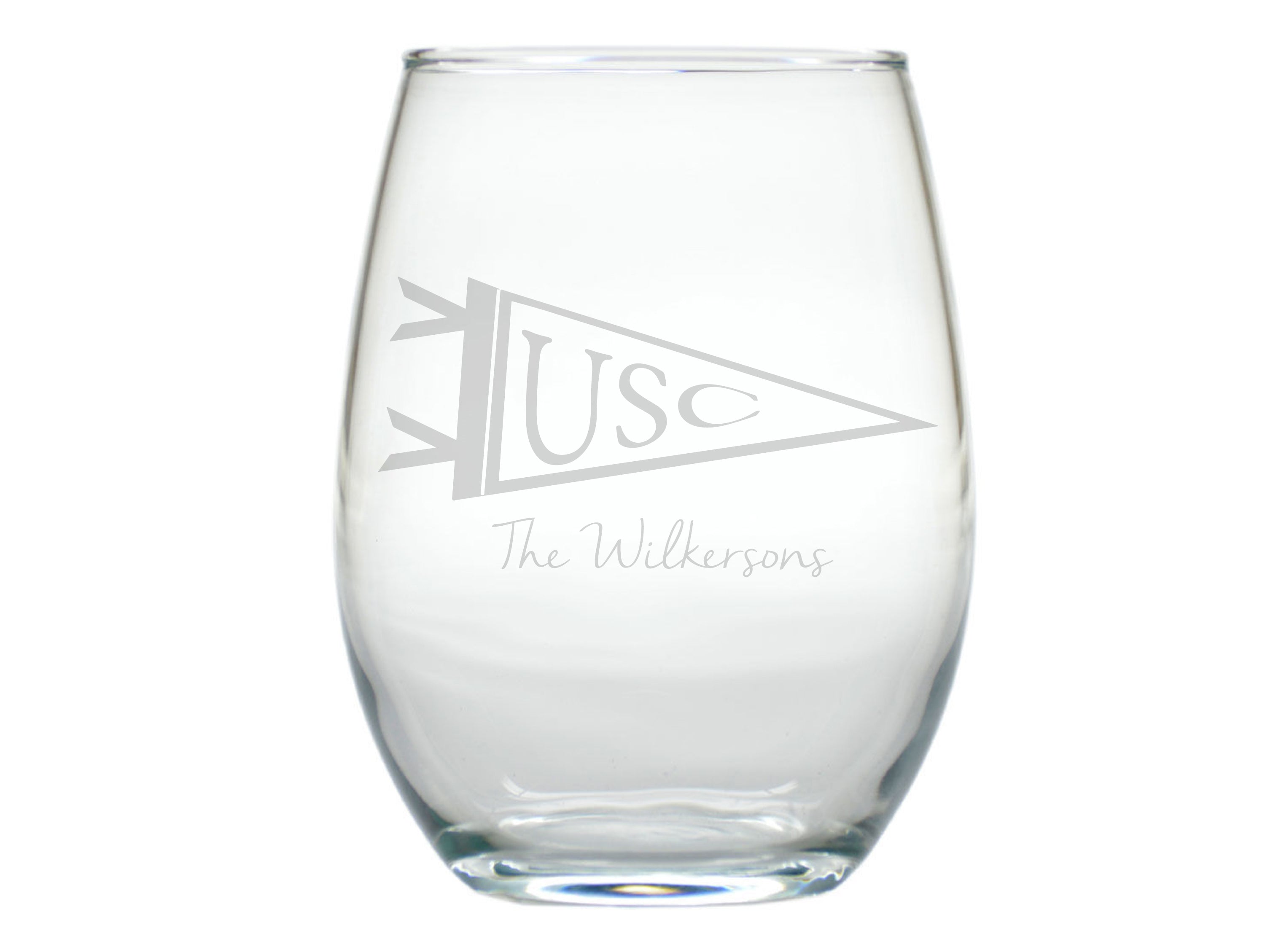 Collegiate Pennant Stemless Engraved Wine Glasses – Southern Hospitality Co