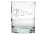 Collegiate Pennant Double Old Fashion Engraved Glassware