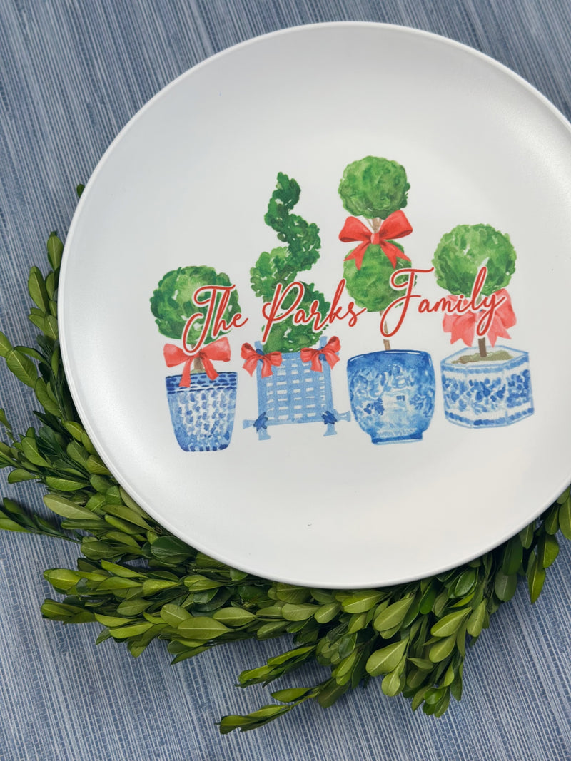 Red Topiary Shatterproof Plate